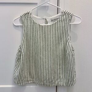 Abercrombie & Fitch Green and White Striped Tank Top